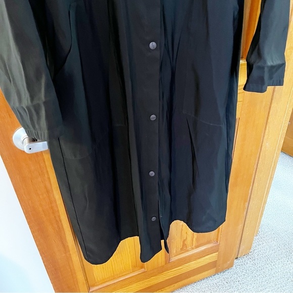 Babette Black / Blue Reversible Hooded Trench Coat Sz XL / 1X Packable Snap - Picture 5 of 12